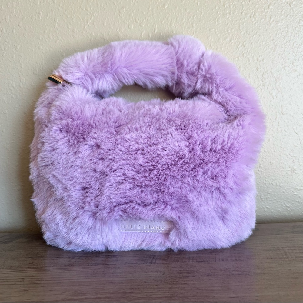 Anthropologie The Brigitte Satchel by Melie Bianco Mini Faux Fur Lavender